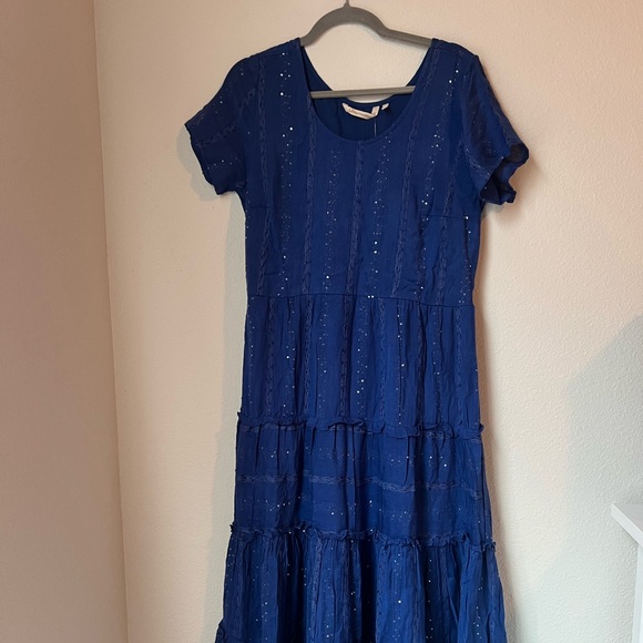 Soft Surroundings NWT $150 Kara Shimmer Tiered Sequin Maxi Dress Size M - Picture 4 of 11